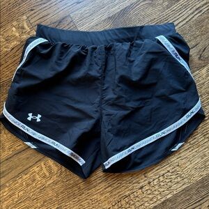 Under Armour Black and White Loose Athletic Heat Gear Shorts